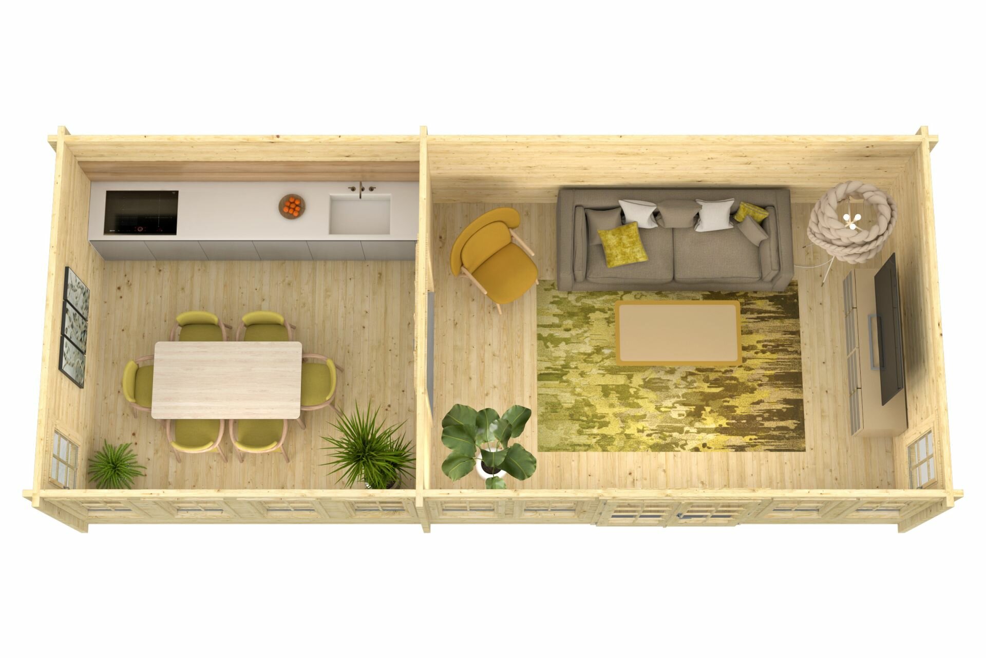 Blokhut Big Lauren 930 x 400 x 351 cm Wanddikte 70 mm - Tuinhuis