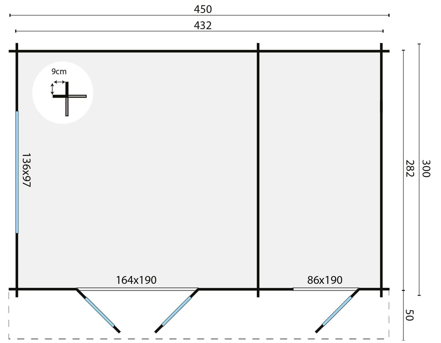 Blokhut Fraga 450 x 300