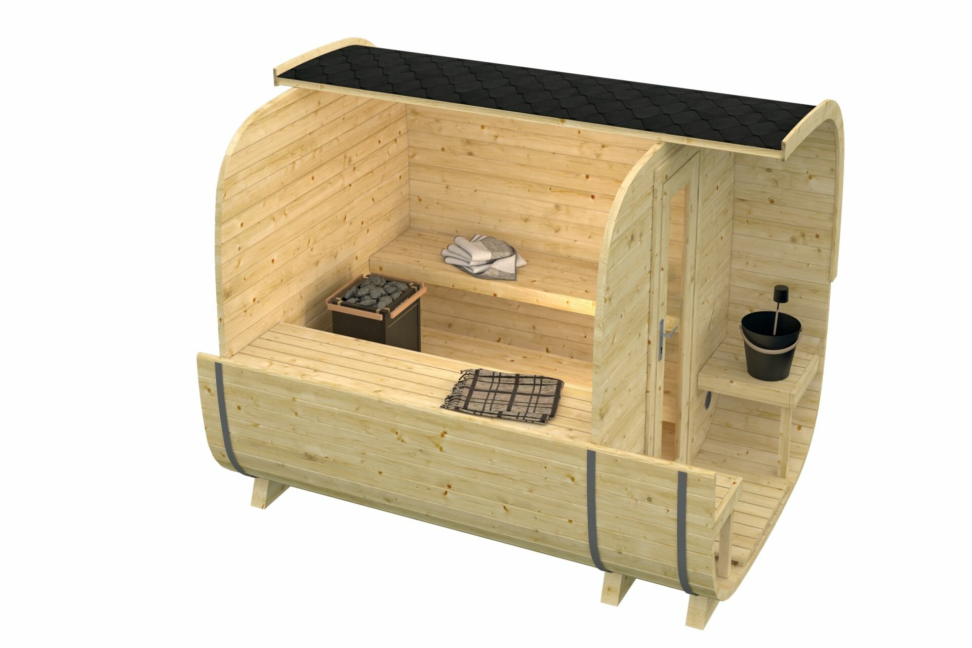 Sauna cube Rovaniemi Ø219 x 280 cm - vurenhout  38mm