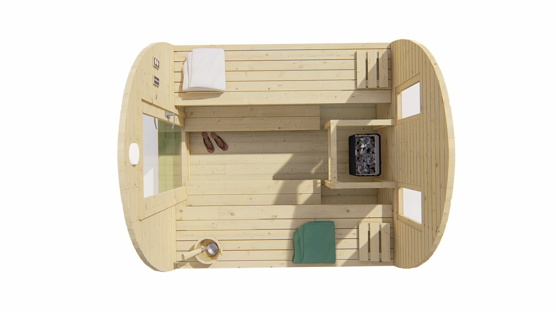 Sauna POD Tolva &Oslash;230 x 260 cm - vurenhout 38mm 