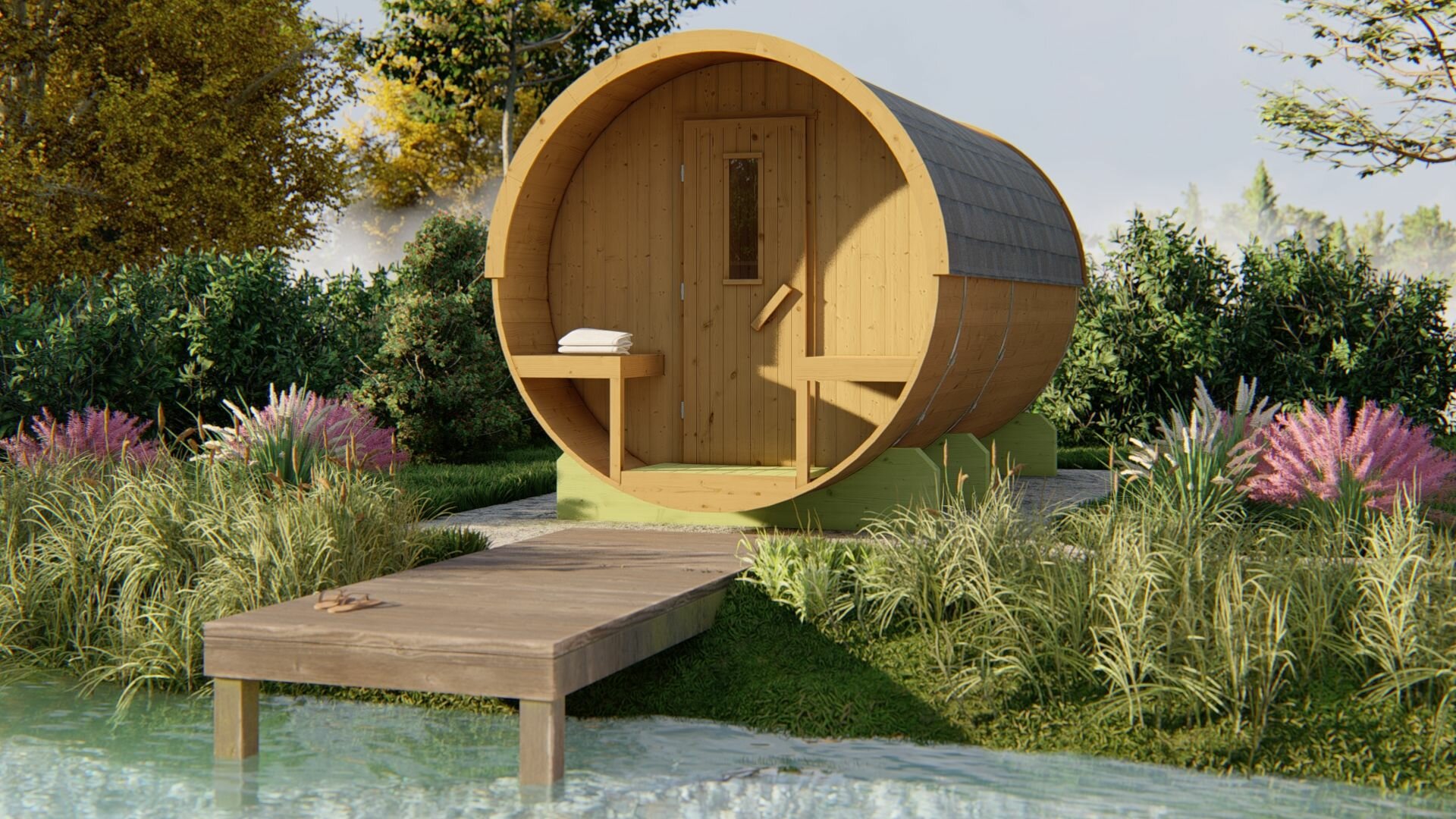 Barrelsauna Thermowood Ø205 x 400 - Saunabarrel 400cm