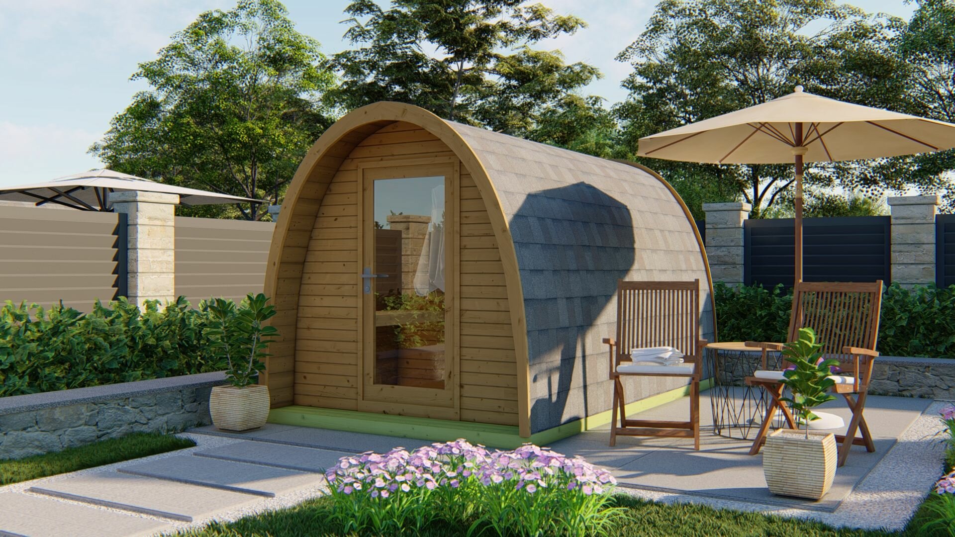 Sauna POD Tolva Ø230 x 400 cm - thermowood 42mm