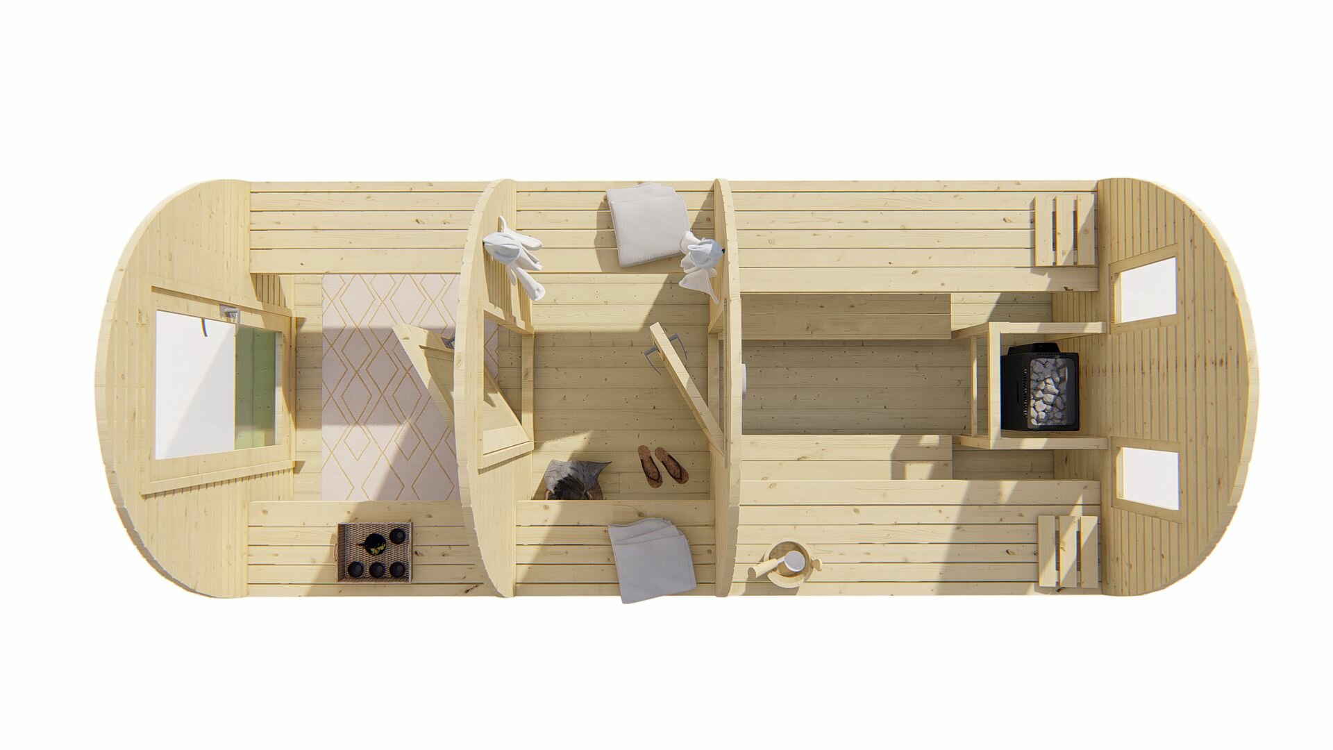 Sauna POD Tolva Ø230 x 480 cm - vurenhout 38mm