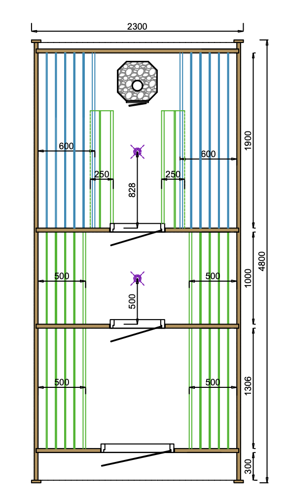 Sauna POD Tolva Ø230 x 480 cm - thermowood 42mm