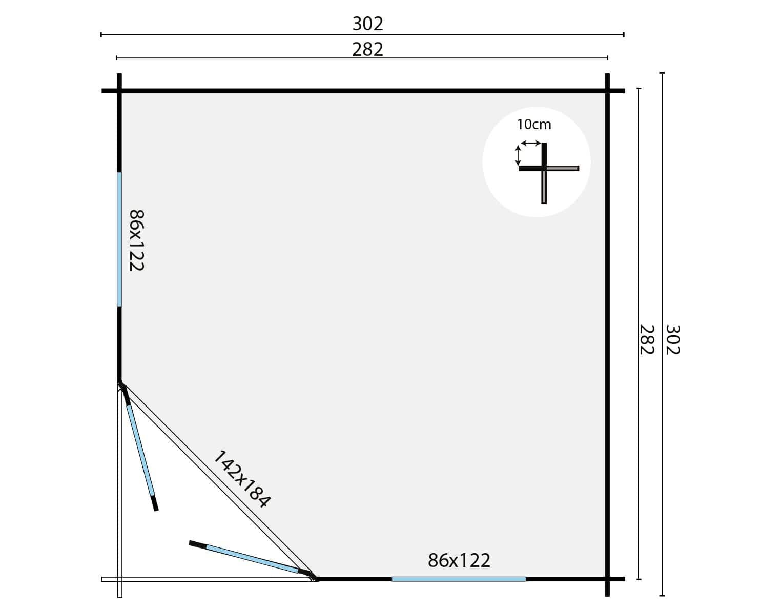 Blokhut Emma 300 x 300 