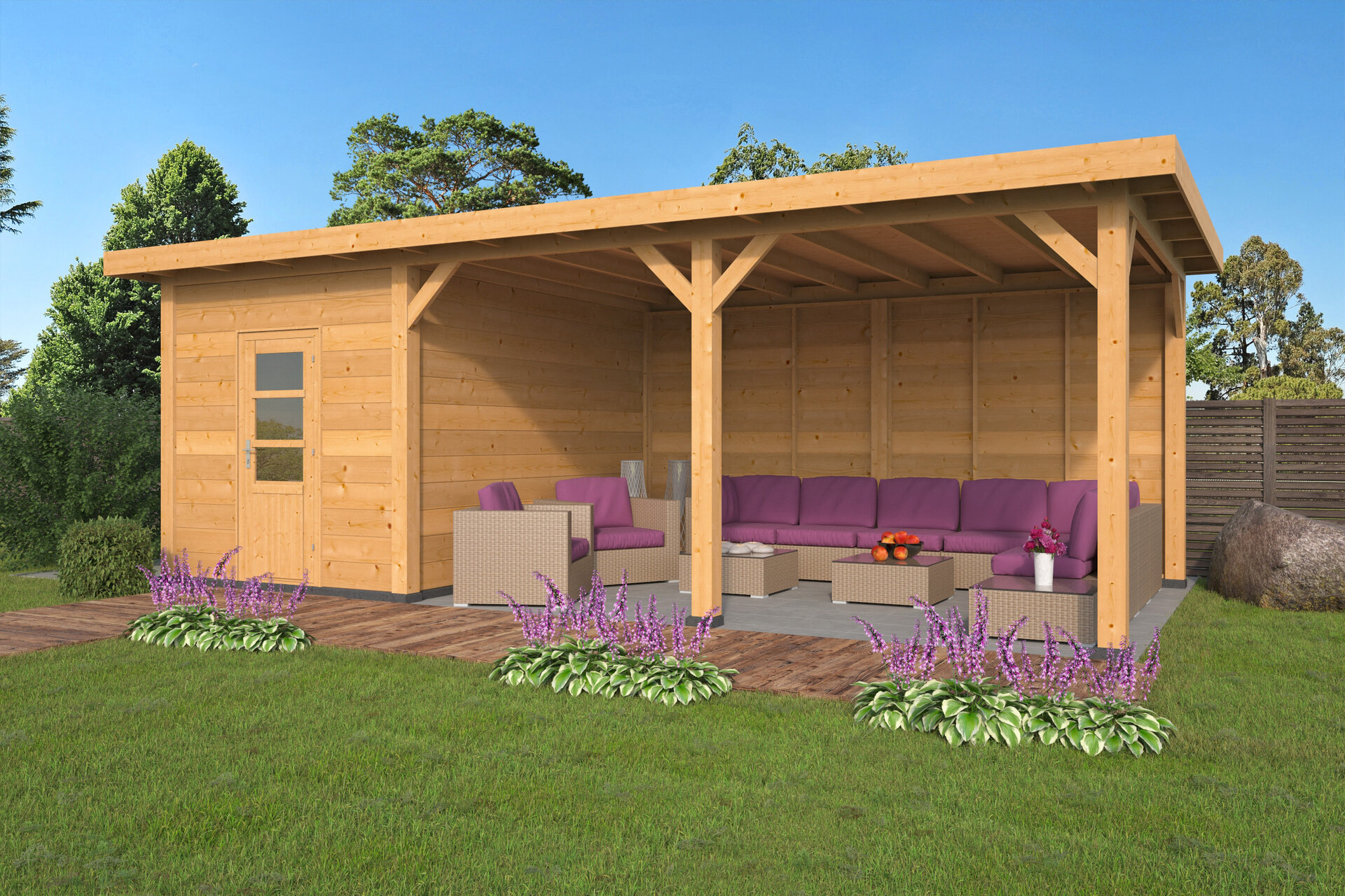 Overkapping Twello Douglas 794 x 400 cm - Blanke wanden