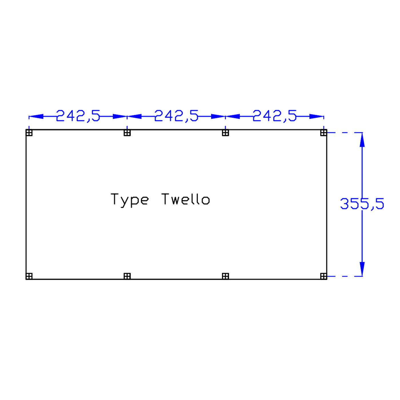 Overkapping Twello Douglas 794 x 400 cm - Blanke wanden