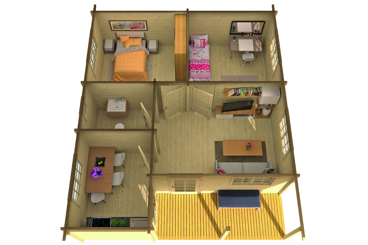 Blokhut Ardee 700 x 817 x 317 cm - Prefab Houten Woning - Luxe Tuinhuis