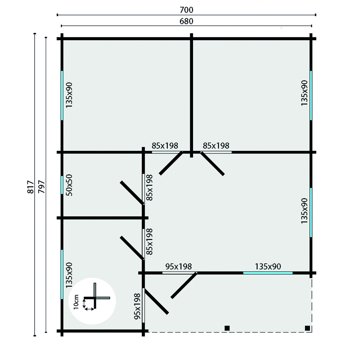 Blokhut Ardee 700 x 817 x 317 cm - Prefab Houten Woning - Luxe Tuinhuis