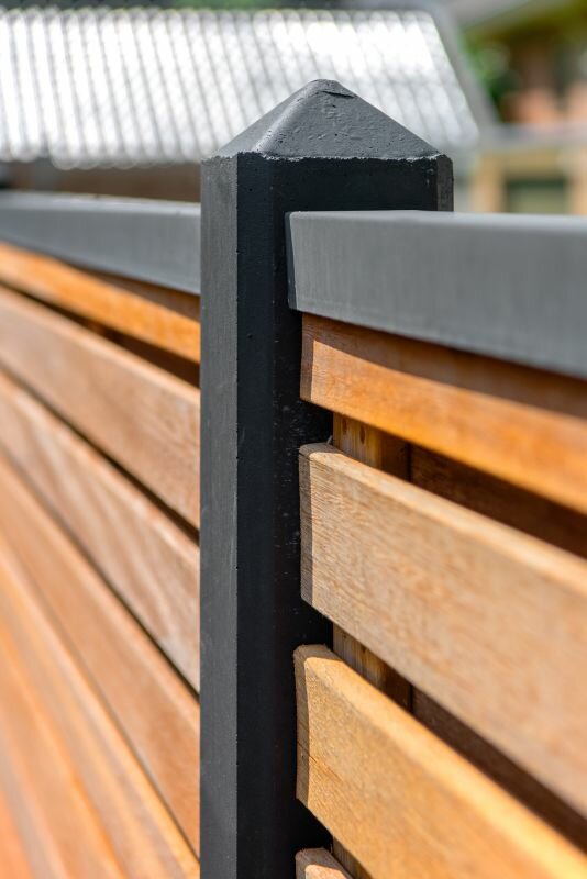 Tuinscherm hardhout kunstmatig gedroogd 40-planks (36 + 4) Prinsenbeek 180 x 180 cm (Bangkirai)