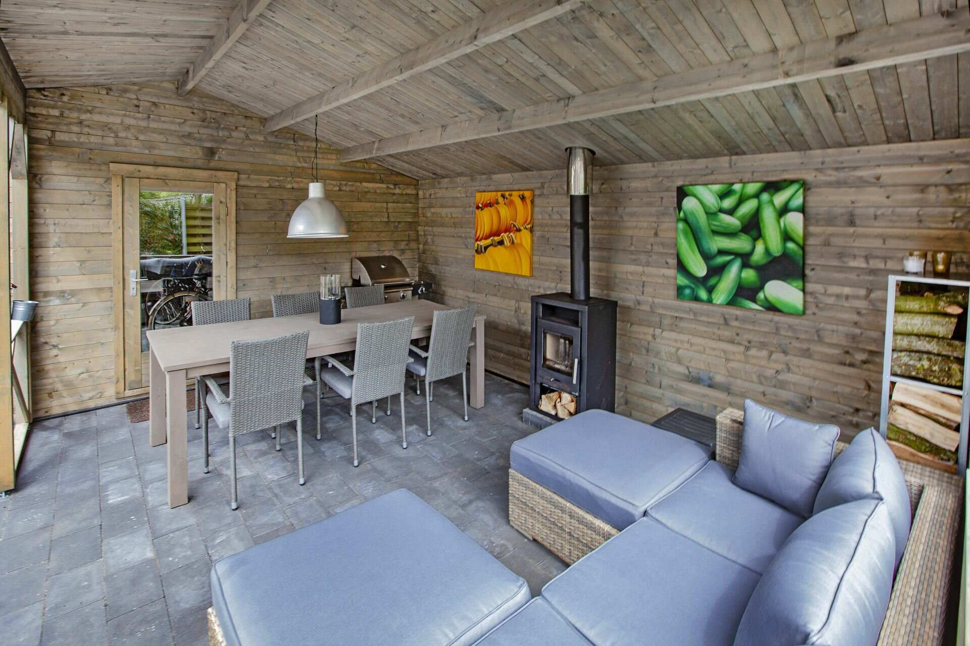 Blokhut Mokka 900 x 400 x 279 cm - Kapschuur Tuinhuis met overkapping