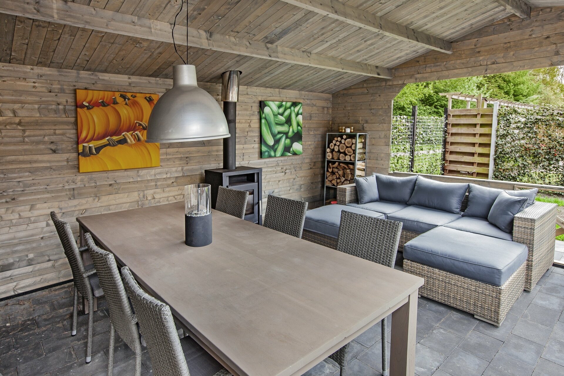 Blokhut Mokka 900 x 400 x 279 cm - Kapschuur Tuinhuis met overkapping