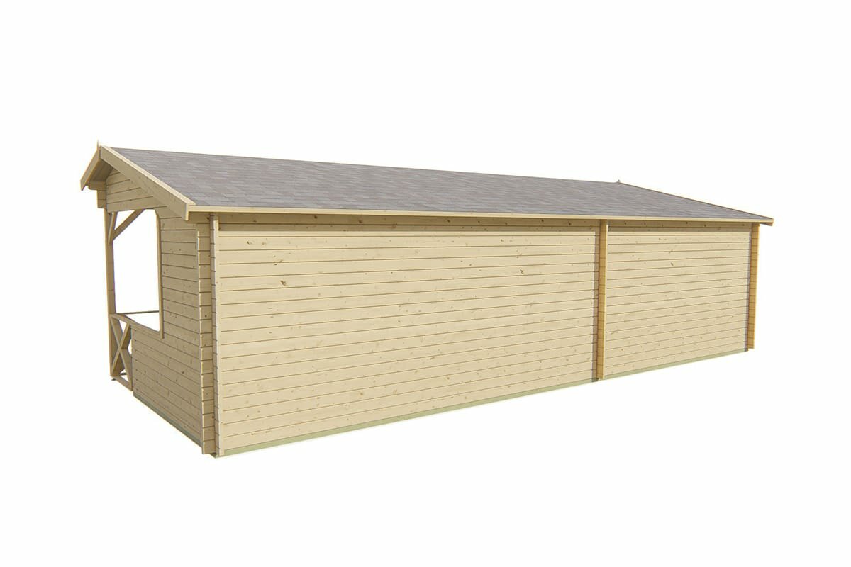 Blokhut Mokka 900 x 400 x 279 cm - Kapschuur Tuinhuis met overkapping