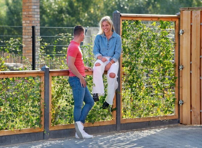 Gaaselement vuurverzinkt 180 x 180 cm met Grenen groen ge&iuml;mpregneerd kader 4,5 x 7,0  cm