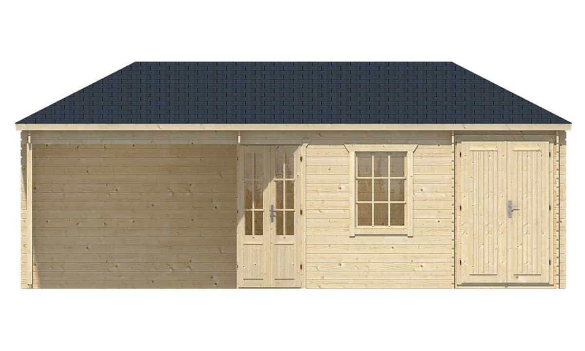 Blokhut Olson met overkapping 705 x 300 x 292 cm - Tuinhuis