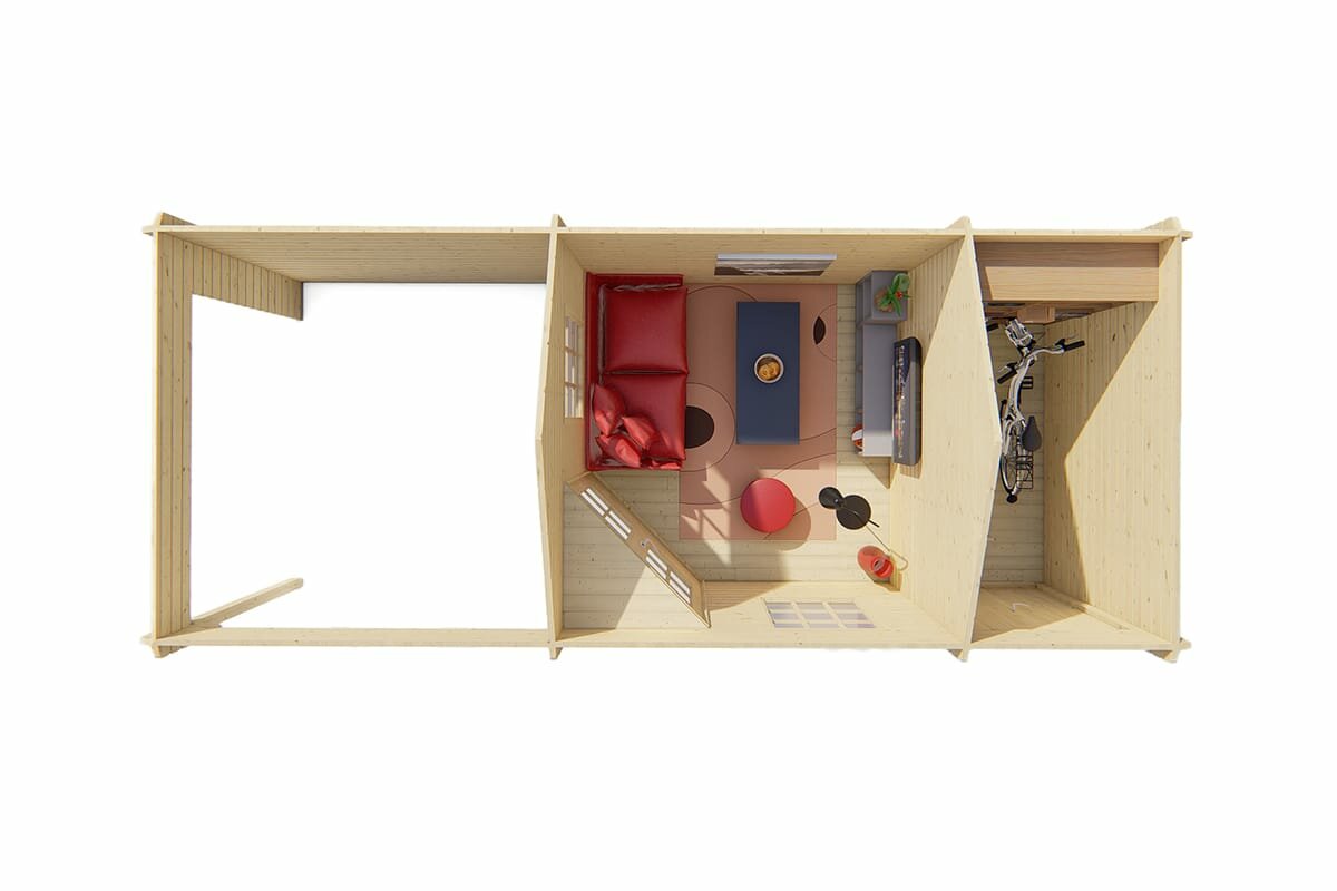 Blokhut Olson met overkapping 705 x 300 x 292 cm - Tuinhuis