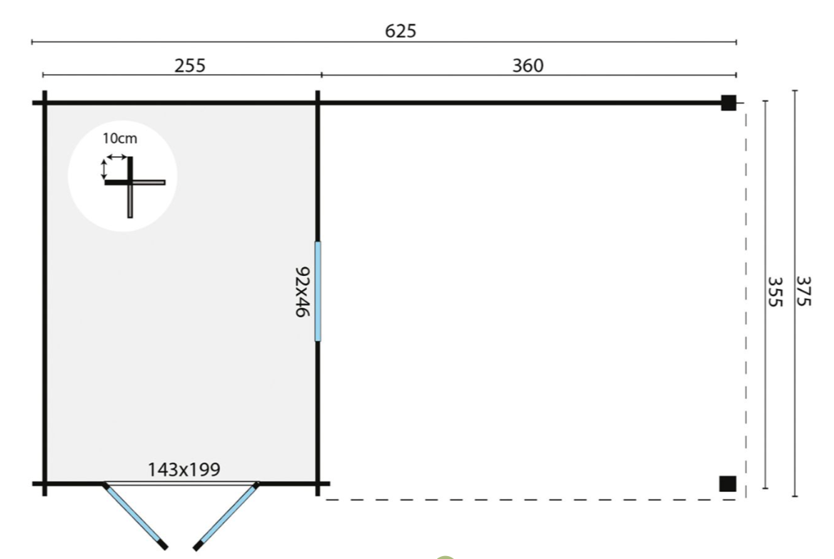  Blokhut Diederick 625 x 375 x 234 cm - Tuinhuis