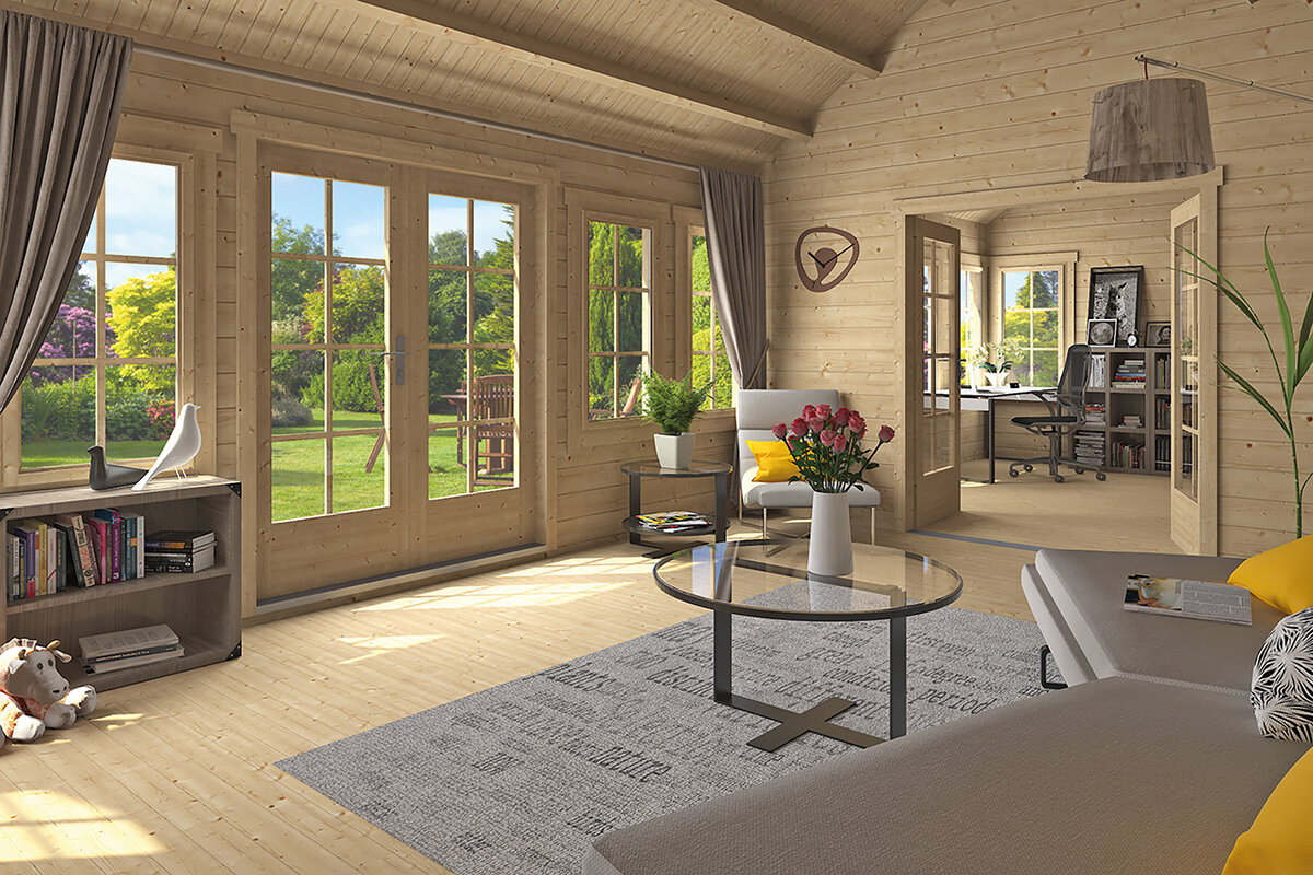 Blokhut Big Lauren 930 x 400 x 351 cm Wanddikte 70 mm - Tuinhuis