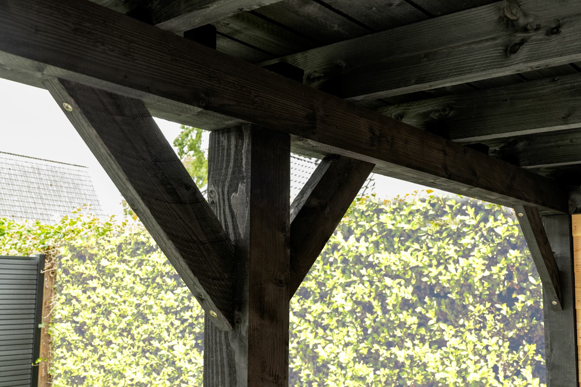 Overkapping Rijssen Douglas 400 x 400 cm - Zwart Ge&iuml;mpregneerd