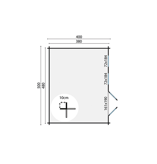 Blokhut Annabel 500 x 400 x 223 cm Tuindeco Wanddikte 40 mm - Luxe Tuinhuis