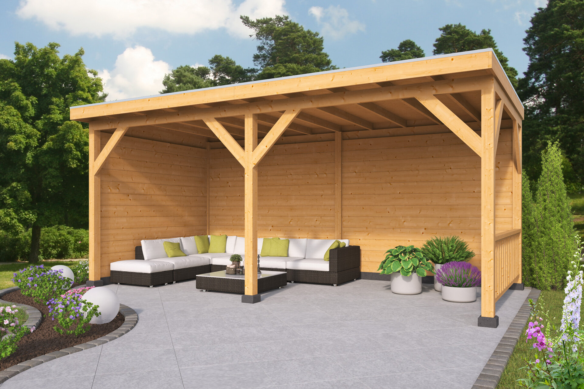 Overkapping Zoutelande Red Class Wood 600 x 330 cm