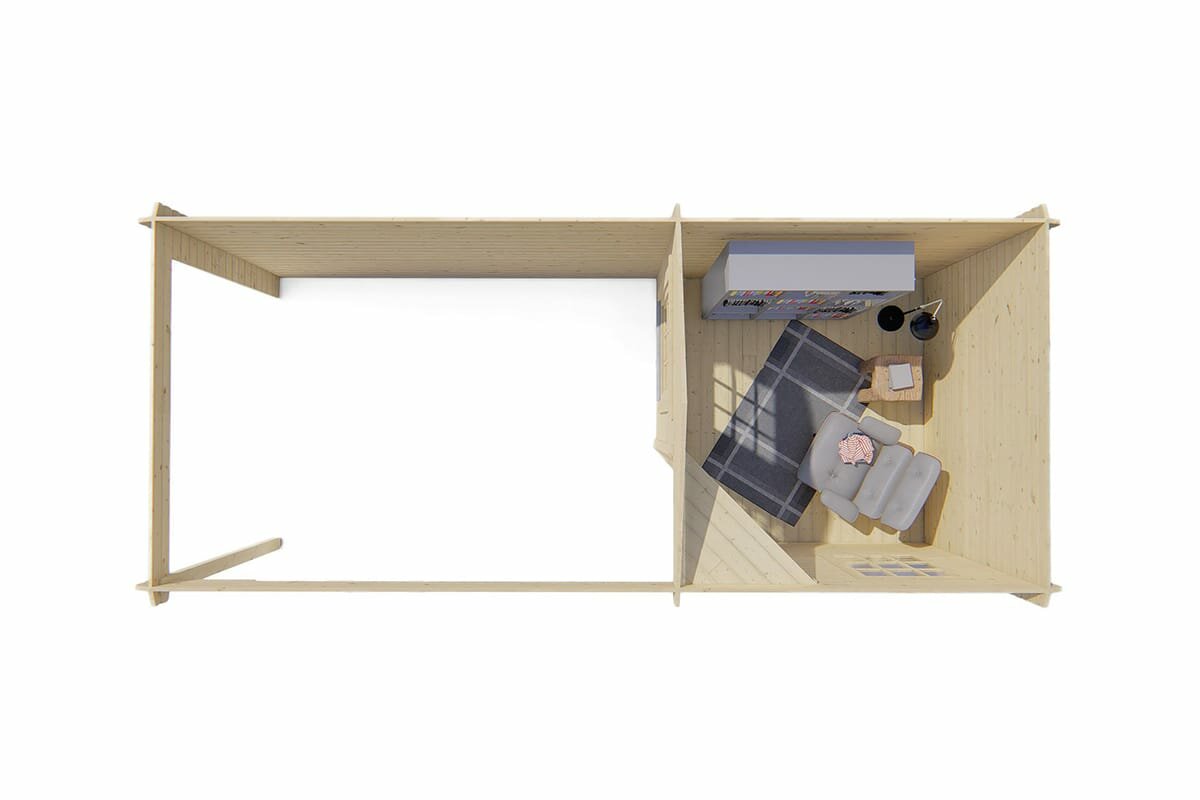 Blokhut Niklas met overkapping 575 x 250 x 259 cm - Tuinhuis