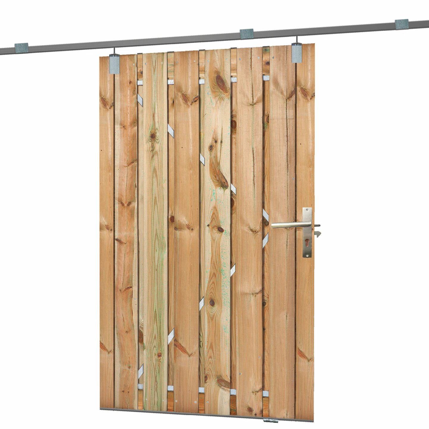 Tuinpoort schuifsysteem Grenen groen ge&iuml;mpregneerd 130 x 195 cm