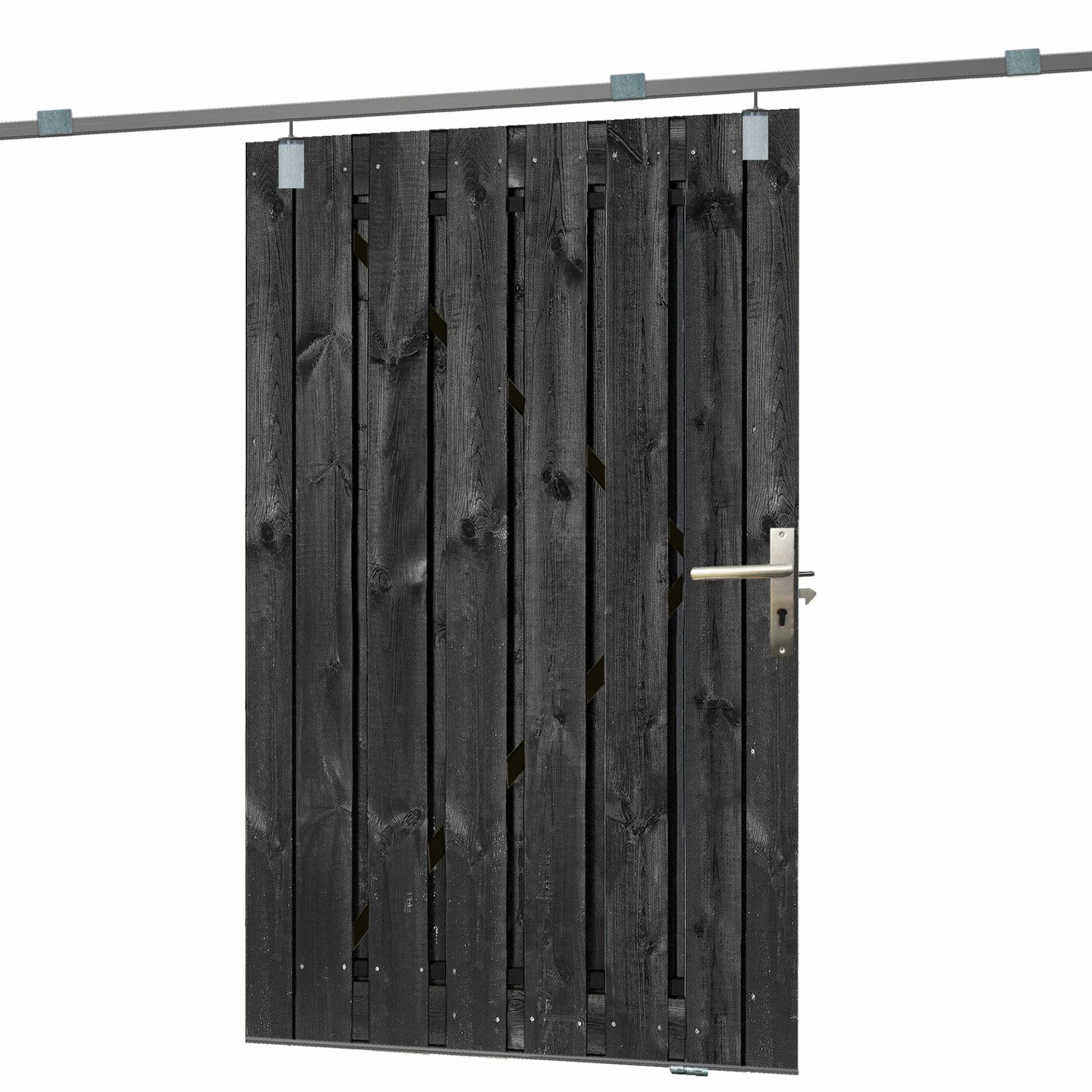 Tuinpoort schuifsysteem Zwart gespoten 130 x 195 cm