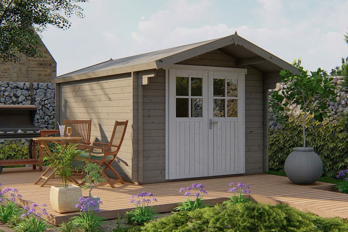 Blokhut Pamplona 300 x 400 x 236 cm + Luifel 70 cm - Tuinhuis