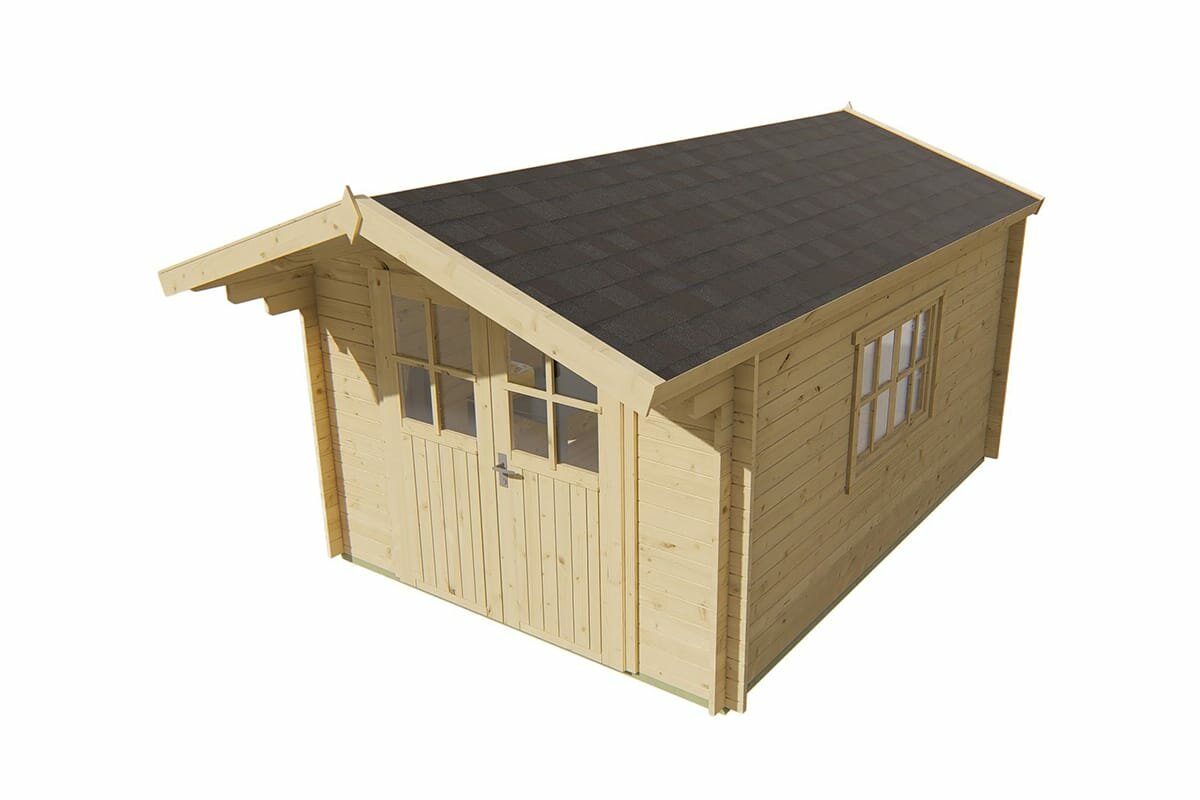 Blokhut Pamplona 300 x 400 x 236 cm + Luifel 70 cm - Tuinhuis