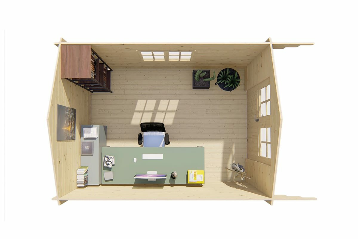 Blokhut Pamplona 300 x 400 x 236 cm + Luifel 70 cm - Tuinhuis