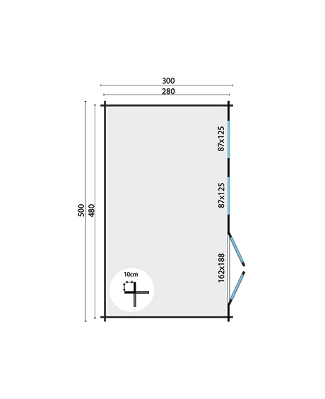 Blokhut Aiste 500 x 300 x 243 cm Wanddikte 40 mm