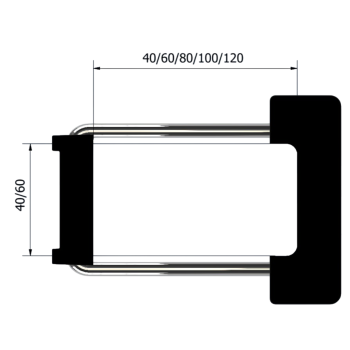 U-beugel 60 x 40 mm, complete set