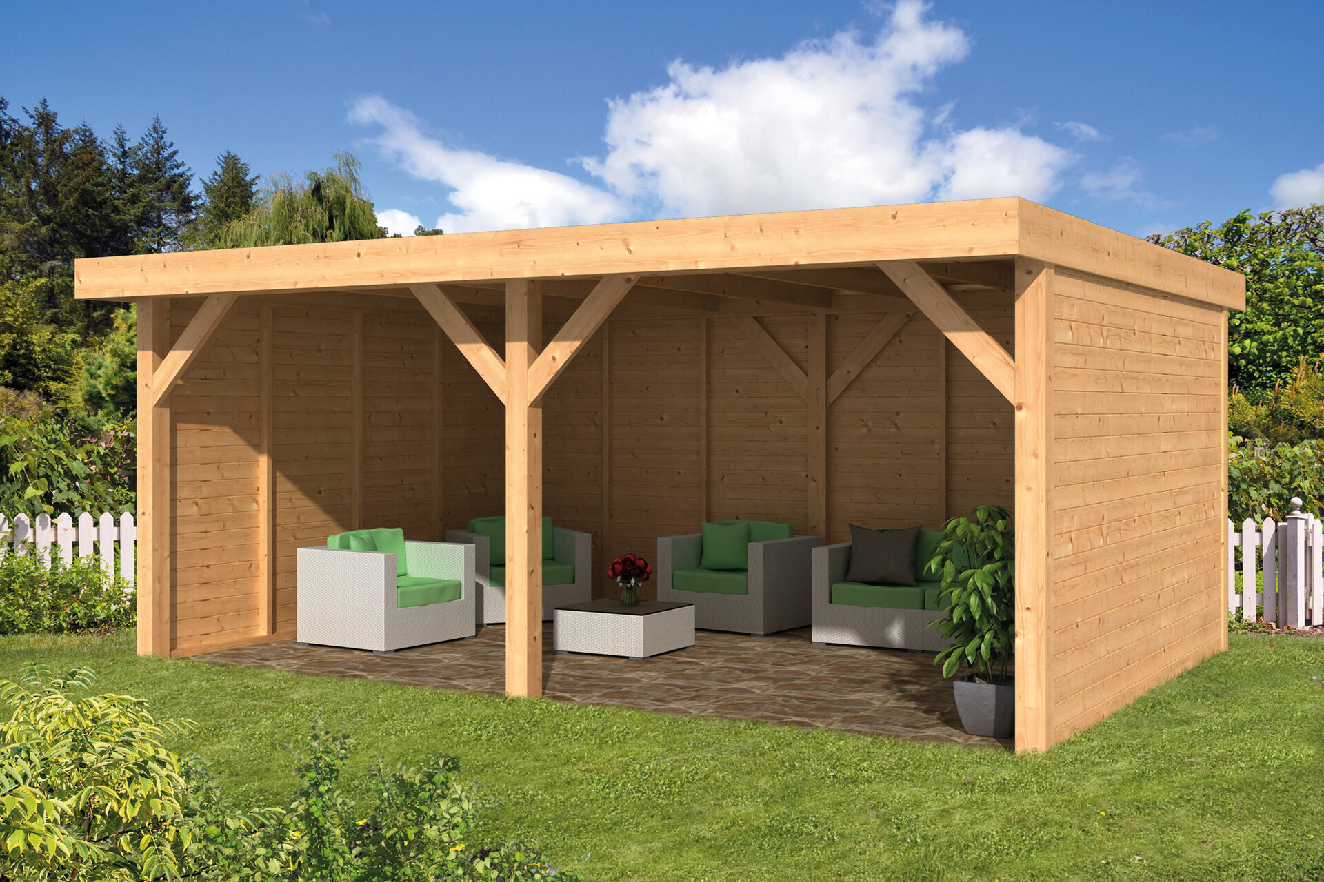 Overkapping Dalfsen Douglas 600 x 300 cm &ndash; Blanke wanden