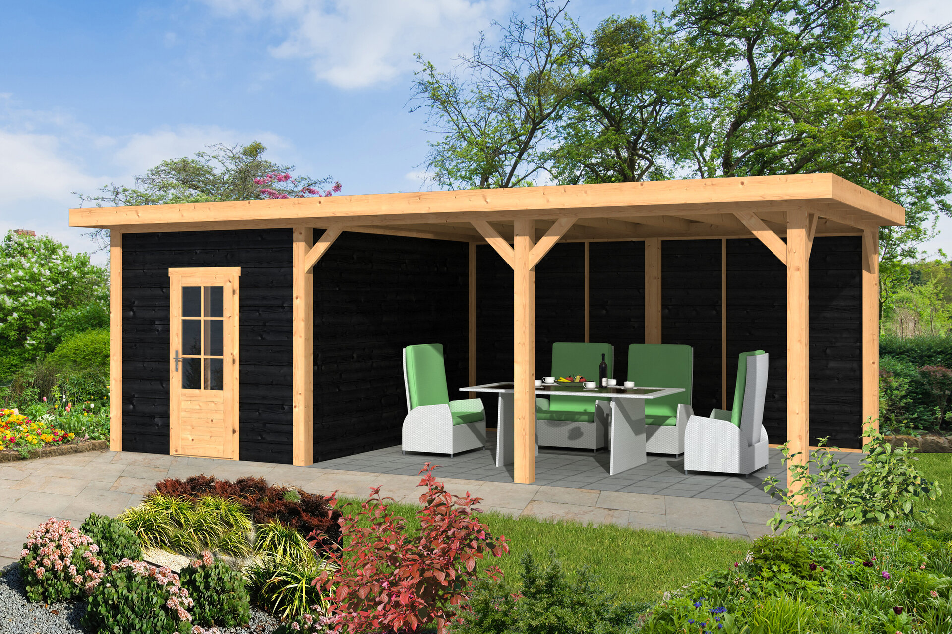 Overkapping Twello Douglas 794 x 400 cm - Zwarte wanden