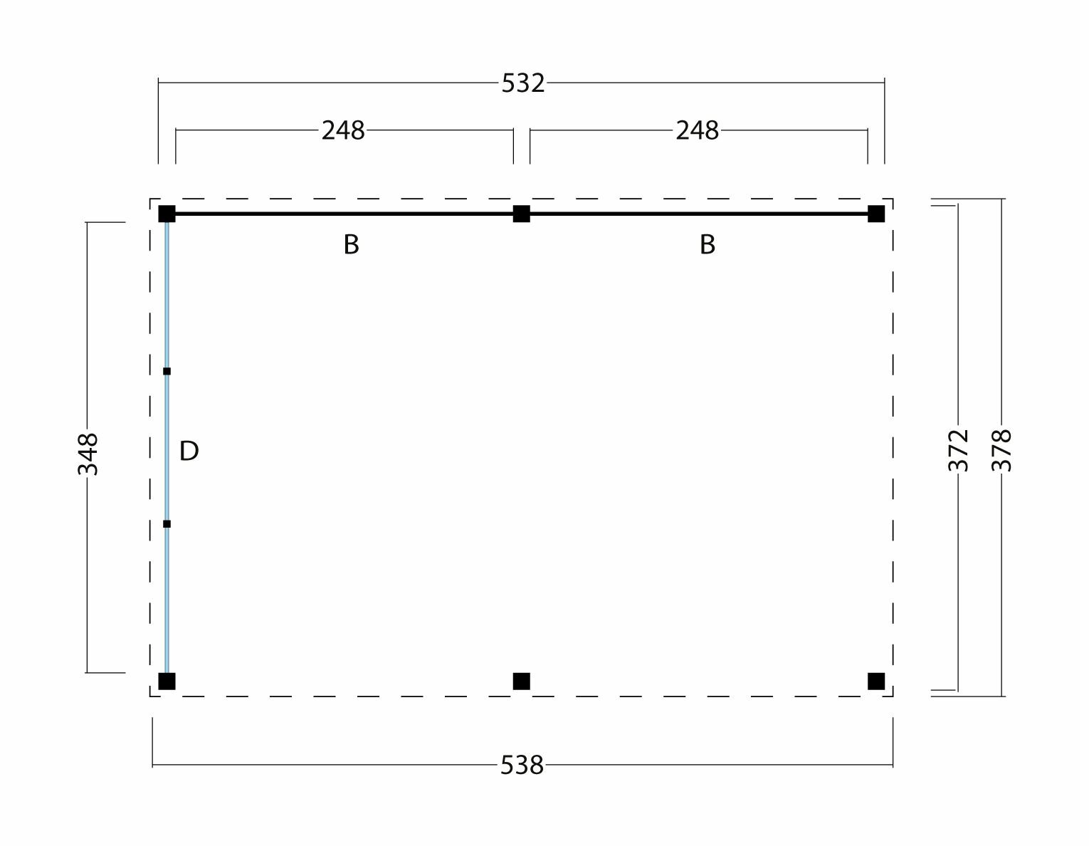 Kapschuur Kiruna, type 1 - 538 x 378 cm - Red Class Wood 