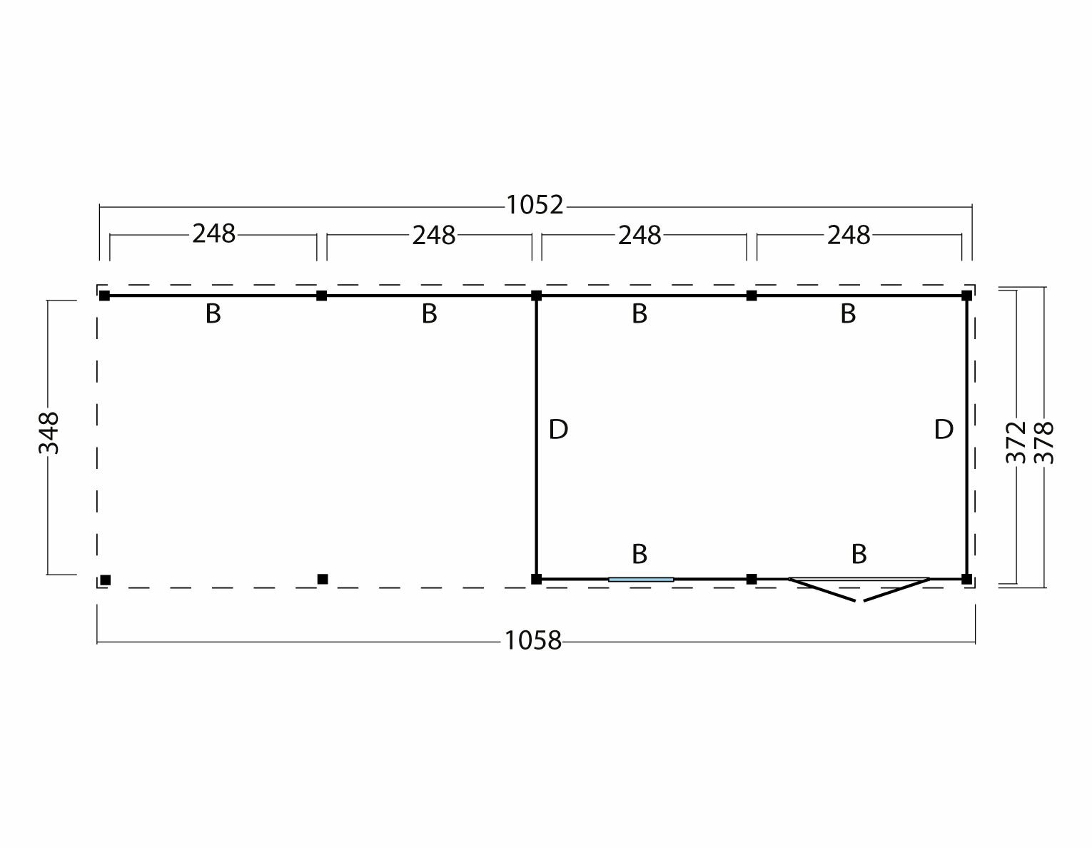 Kapschuur Kiruna, type 3 - 1030 x 378 cm - Zwart gespoten