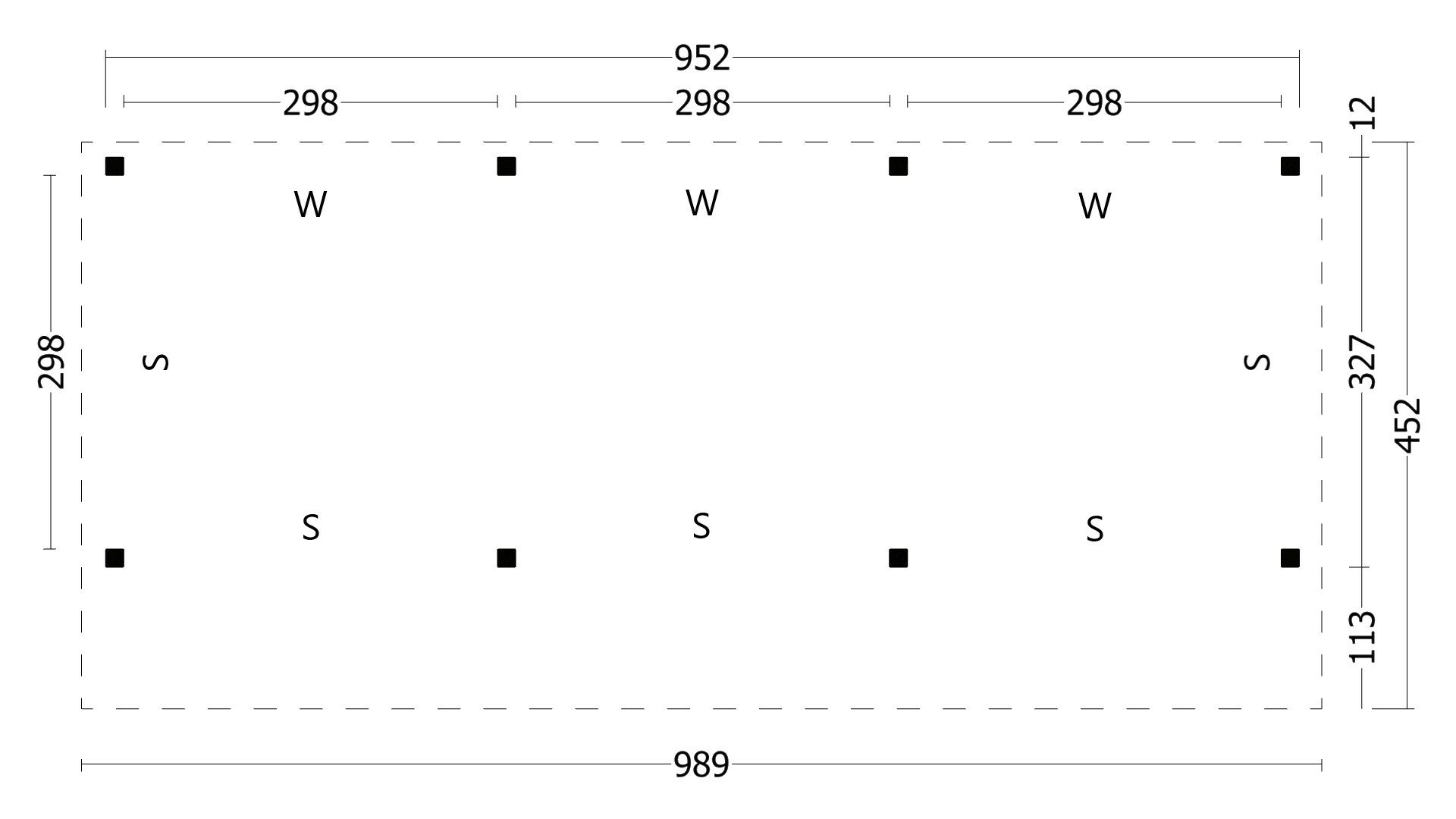 Kapschuur Bergen XL, type 5 - 980 x 418 cm - Blank Douglas