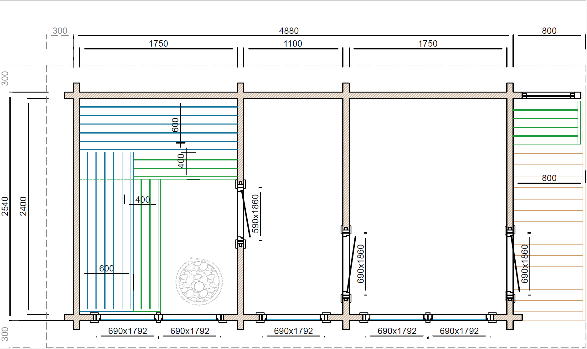 Saunahuis Tampere XL - 40 mm onbehandeld