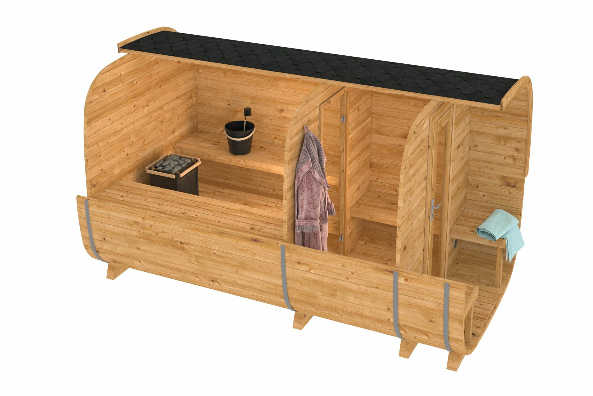 Sauna cube Rovaniemi &Oslash;219 x 390 cm - thermowood 42mm 