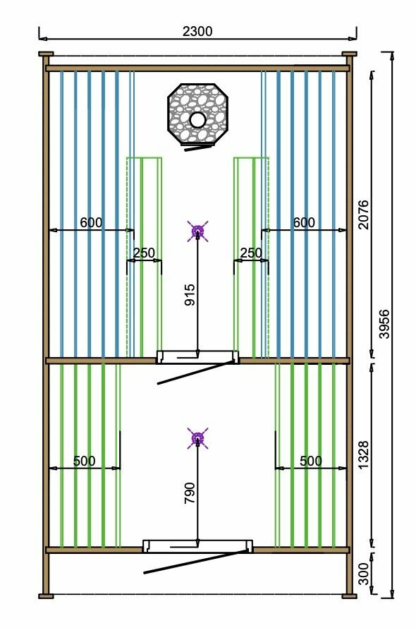 Sauna POD Tolva &Oslash;230 x 400 cm - vurenhout 38mm