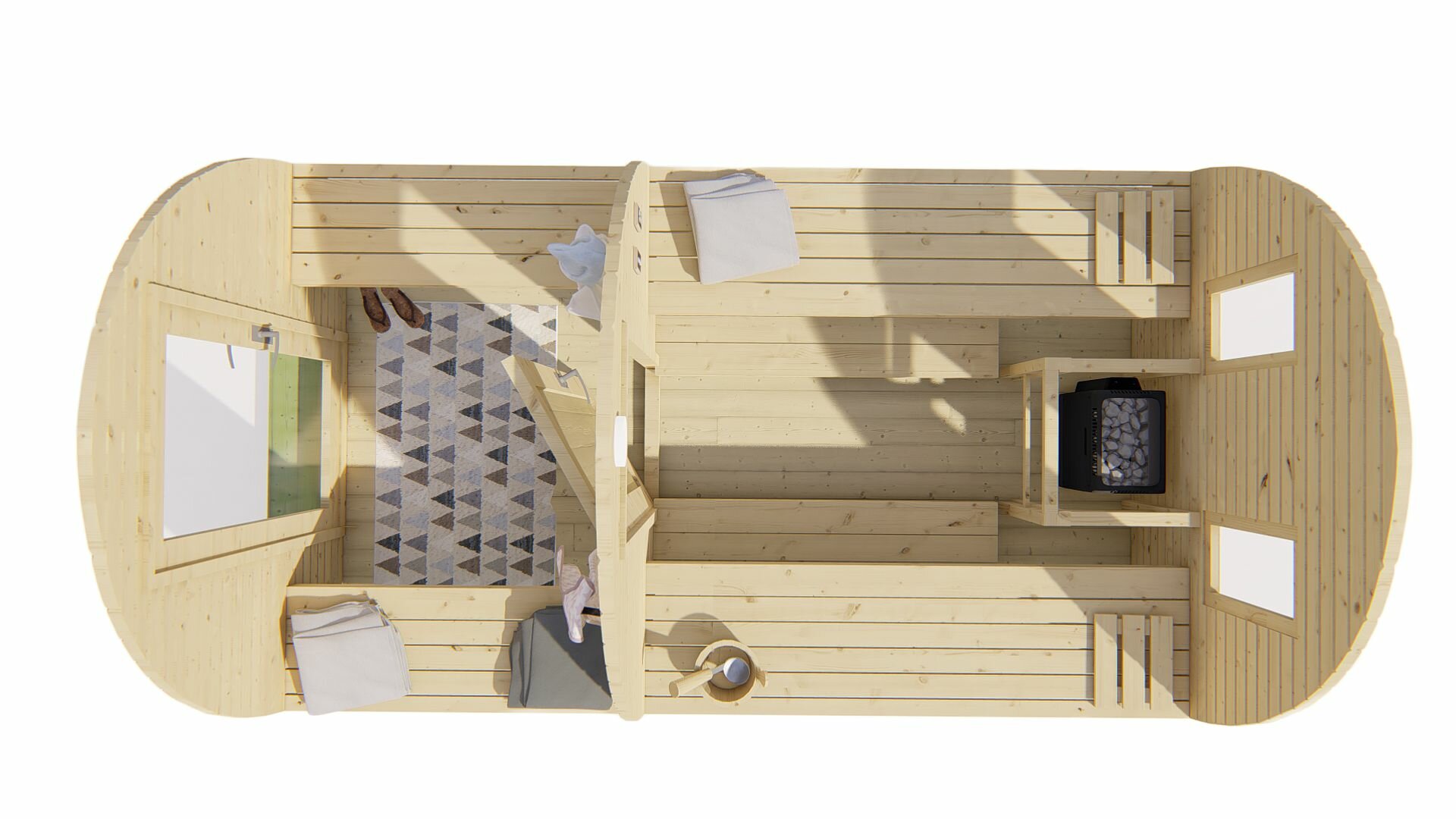 Sauna POD Tolva &Oslash;230 x 400 cm - vurenhout 38mm