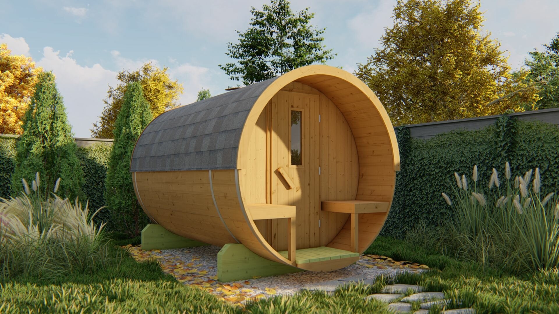 Barrelsauna Thermowood &Oslash;205 x 300 cm - Saunabarrel 