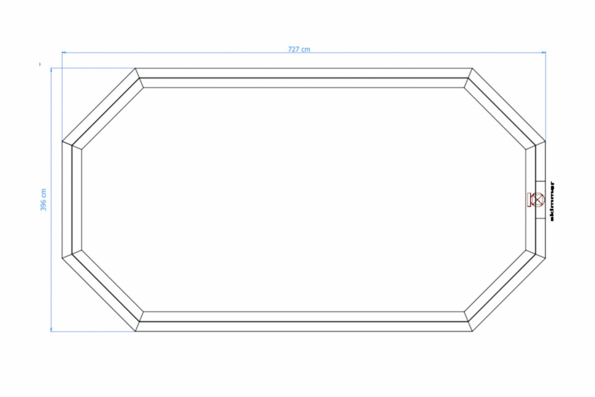 Luxe houten zwembad Playa Porto Marie 727 x 396 x 138 cm