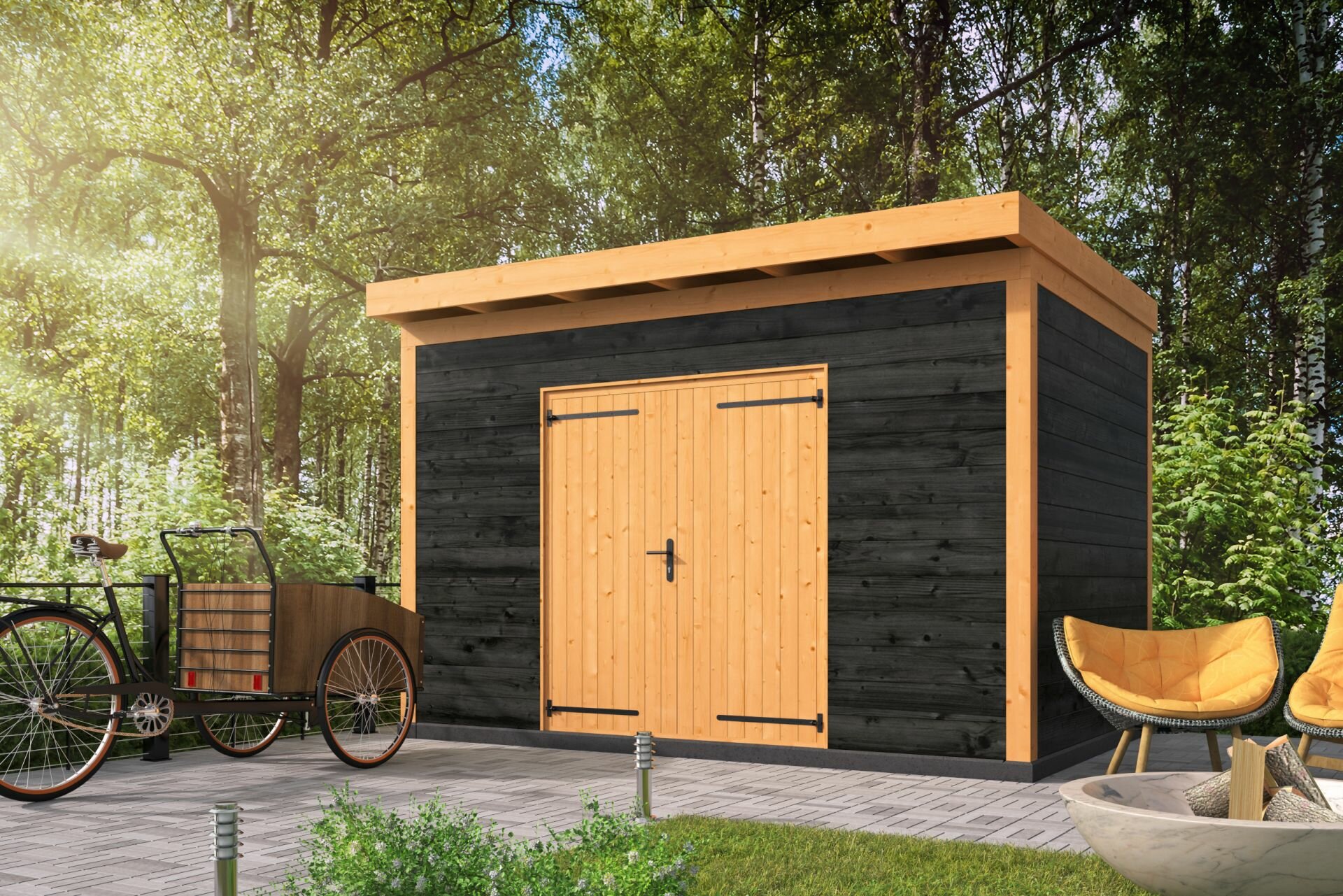 Tuinberging&nbsp;Enter Douglas&nbsp;400 x 300 cm &ndash; Zwart ge&iuml;mpregneerde wanden