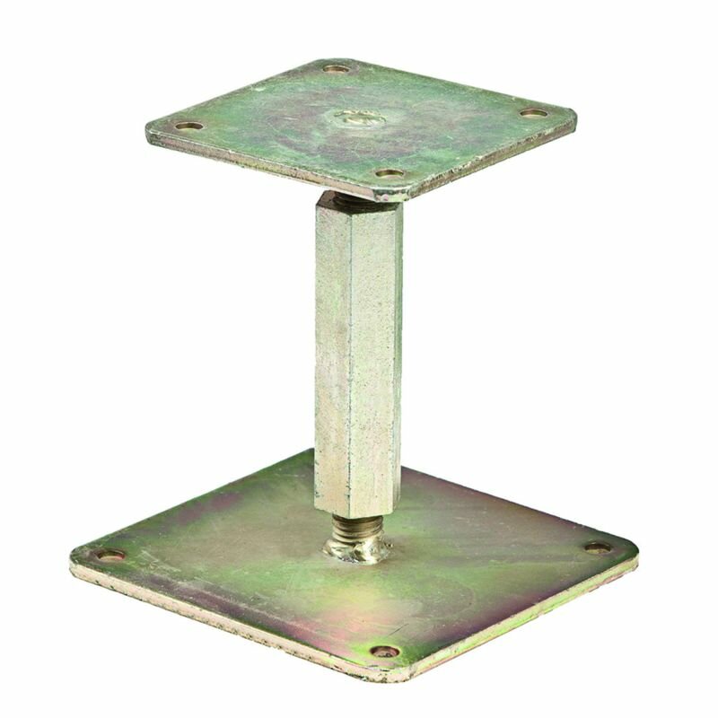 Verstelbare paaldrager geelverzinkt 16,0 x 16,0 x 0,6 cm