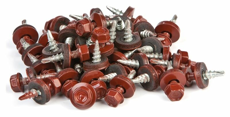 Zelfborende schroeven rood met EPDM afdichting 20mm, doos a 40 stuks