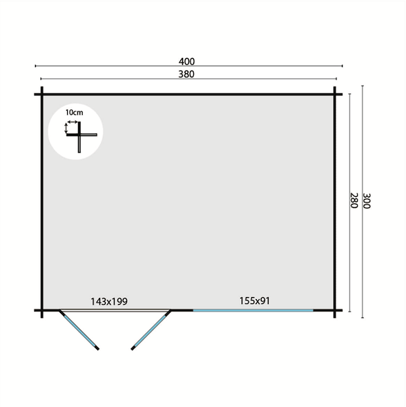 Blokhut Aksel maatvoering