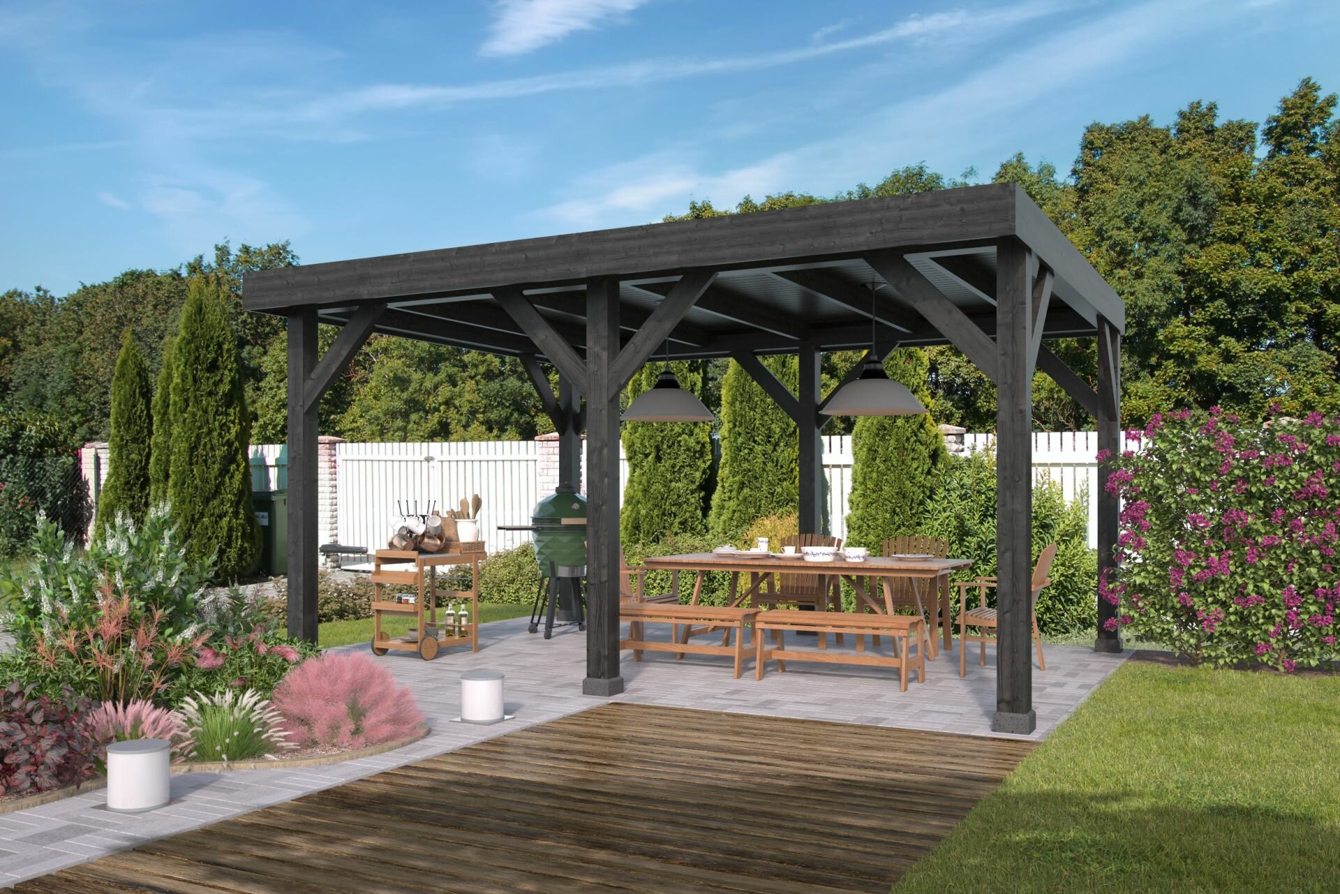 Overkapping Rijssen Douglas 500 x 400 cm - Zwart Ge&iuml;mpregneerd