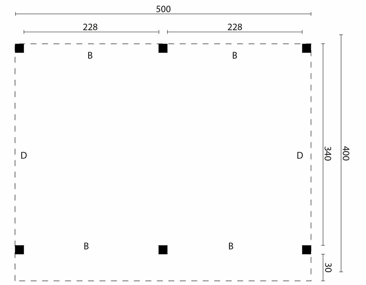 Overkapping Rijssen Douglas 500 x 400 cm - Zwart Ge&iuml;mpregneerd